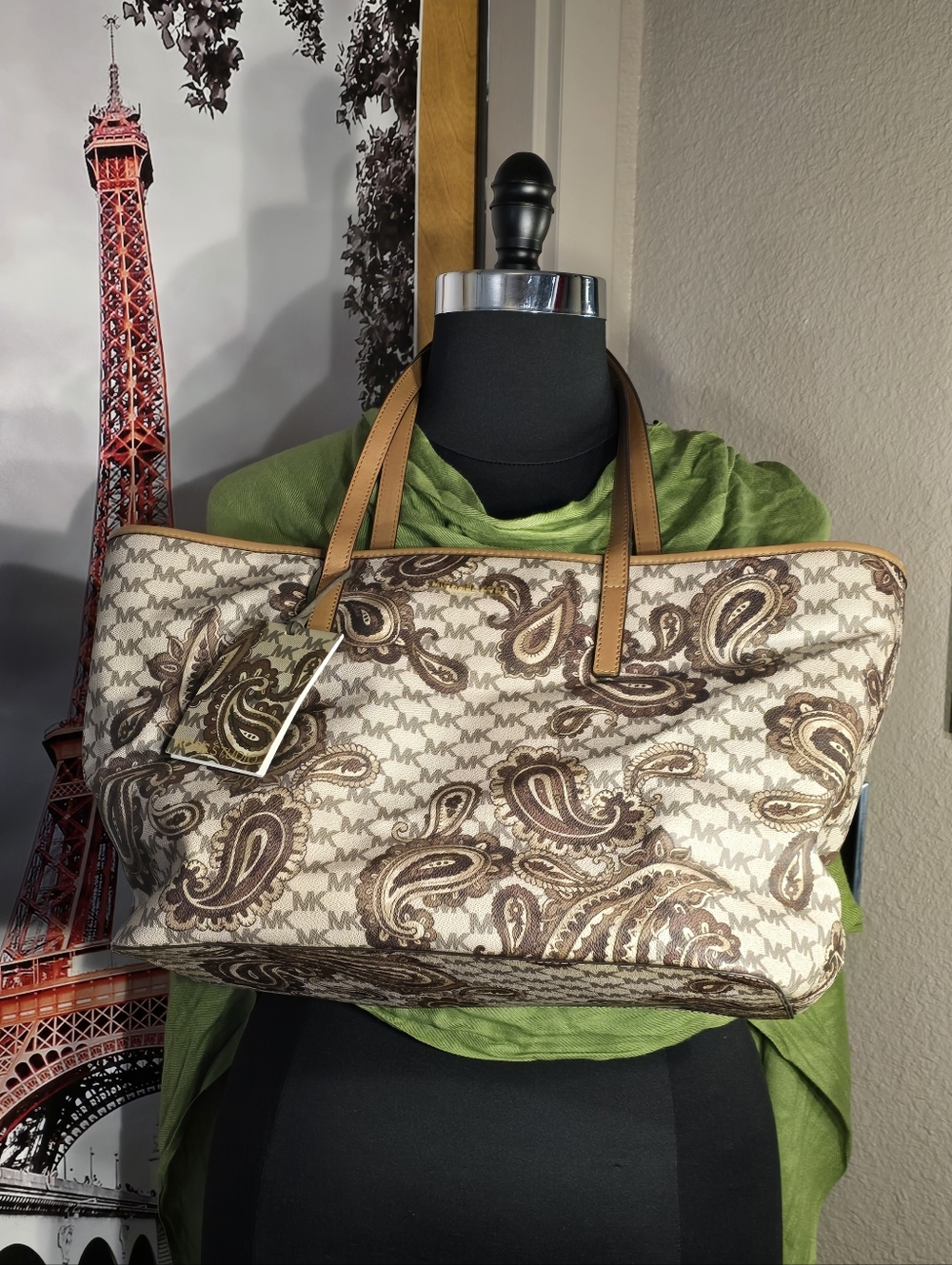 #0579 🧜♀️ NWT MICHAEL KORS HERITAGE PAISLEY Tote Bag Coated Canvas 19x11.5x7